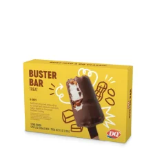 BUSTER BAR® Treat Cupfection on the Dairy Queen menu made with vanilla soft serve, chocolate topping, peanuts, and a chocolate shell
