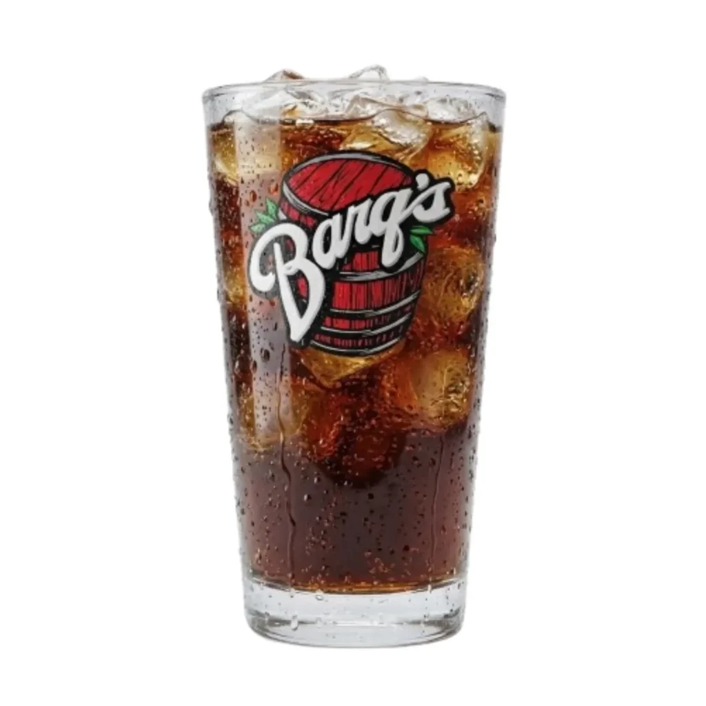 Barq's Root Beer served with ice in a cup