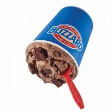 Dairy Queen Choco Brownie Extreme Blizzard® Treat blended with brownies, chocolate pieces, and fudge”