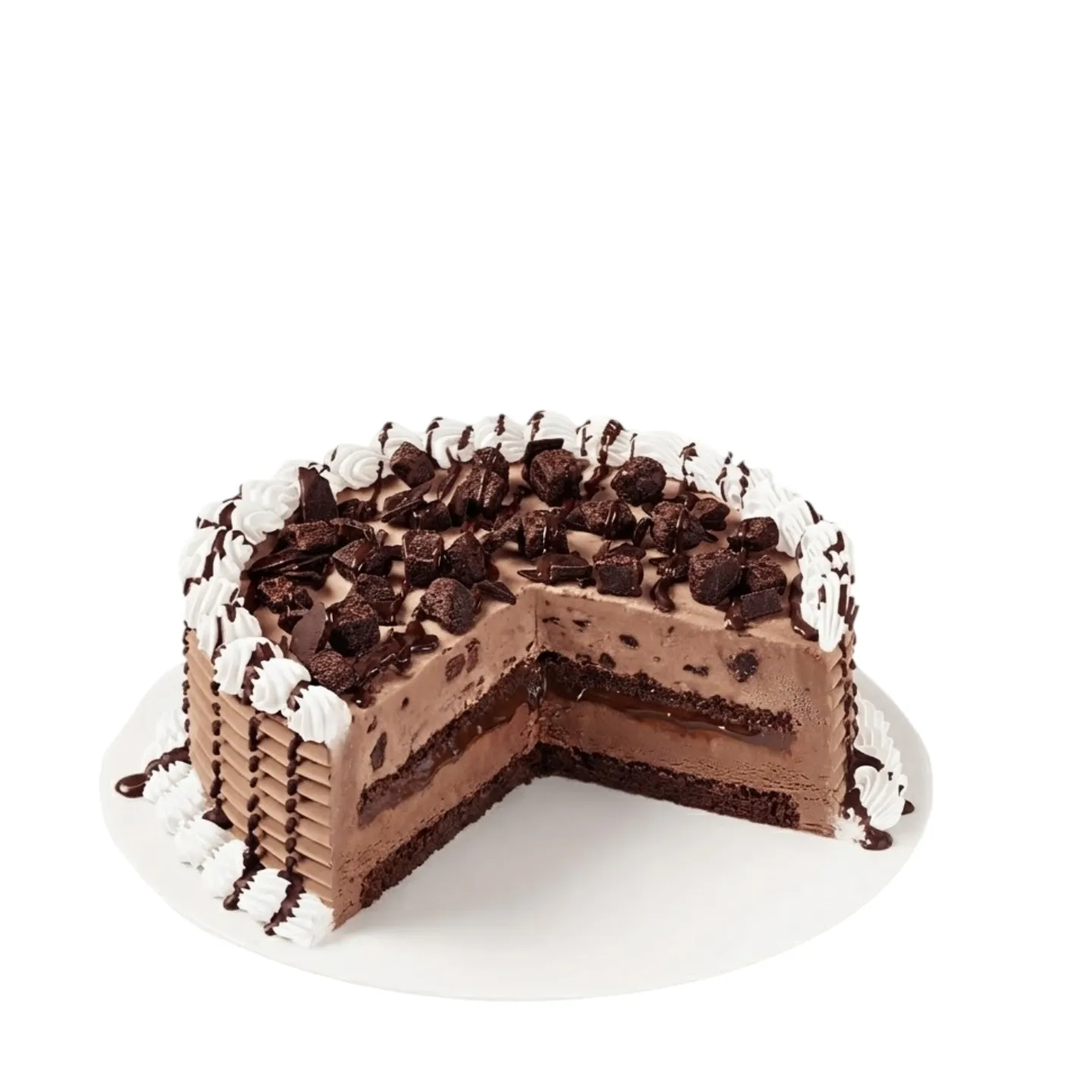 Choco Brownie Xtreme Blizzard Cake with chocolate soft serve, brownie pieces, and fudge