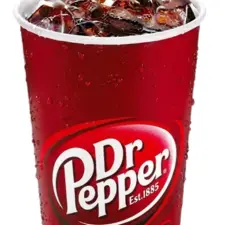Dr Pepper served with ice in a cup
