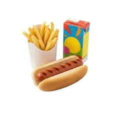 Kids’ Hot Dog Meal on the Dairy Queen menu made with an all-beef hot dog, small fries, a drink, and a soft-serve treat