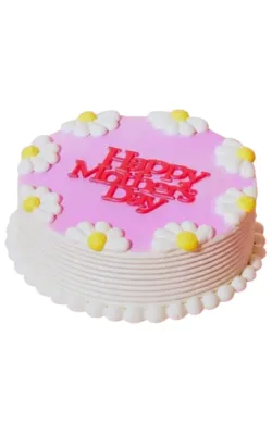 Mother's Day ice cream cake decorated with flowers and special message