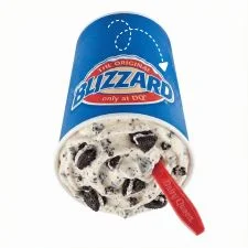OREO Cookie Blizzard Treat made with creamy vanilla soft serve blended with crunchy OREO cookie pieces