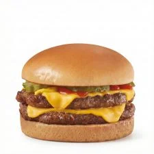Original Cheeseburger Signature Stackburger on the Dairy Queen menu made with a beef patty, melted cheese, lettuce, tomato, pickles, and sauce on a toasted bun