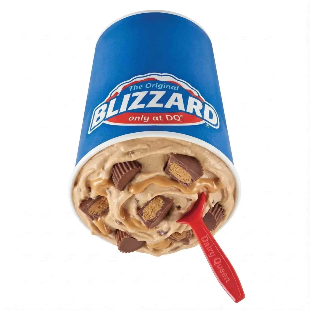 REESE'S Peanut Butter Cup Blizzard Treat with chocolate and peanut butter pieces