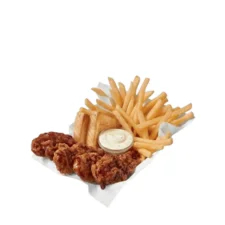 Sauced & Tossed Honey BBQ Chicken on the Dairy Queen menu made with crispy chicken strips tossed in sweet honey BBQ sauce