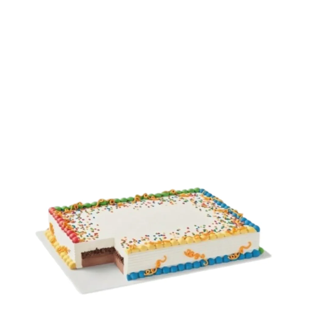 DQ Sheet ice cream cake with creamy layers and decorative frosting