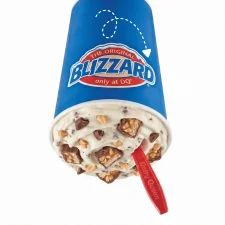 “Dairy Queen Snickers® Blizzard® Treat blended with chocolate, caramel, and crunchy peanuts”