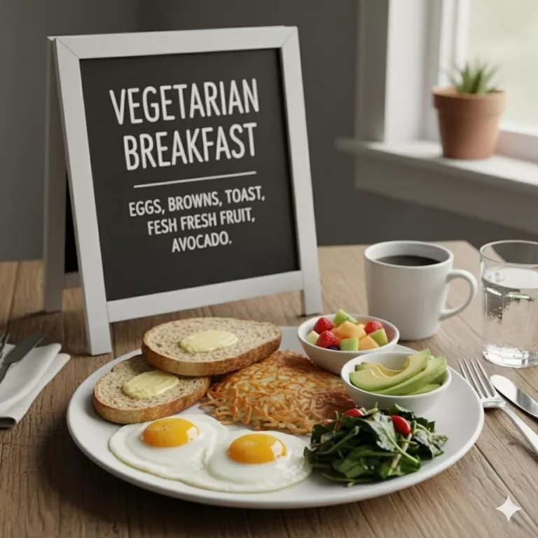 Dairy Queen Breakfast Menu Prices and Timings 2026 4 Vegetarian breakfast with eggs, hash browns, and vegetables without meat